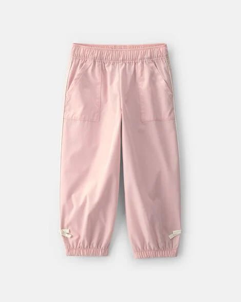 Toddler Girl Bow-Cuff Poplin Joggers - Blue