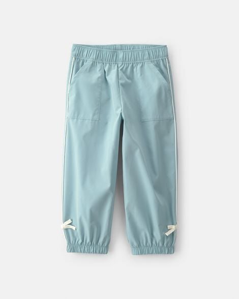 Toddler Girl Bow-Cuff Poplin Joggers - Blue