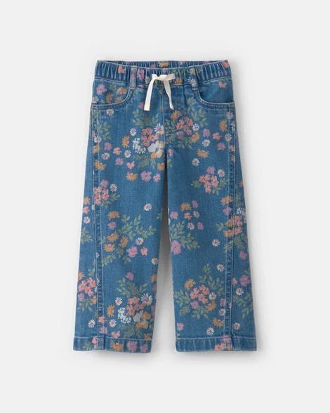 Toddler Girl Leopard Denim Wide-Leg Jeans - Dark Wash