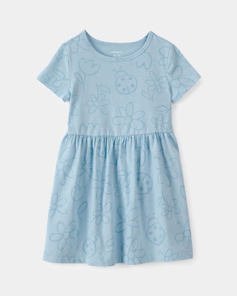 Toddler Girl Heart Short-Sleeve Dress - Blue