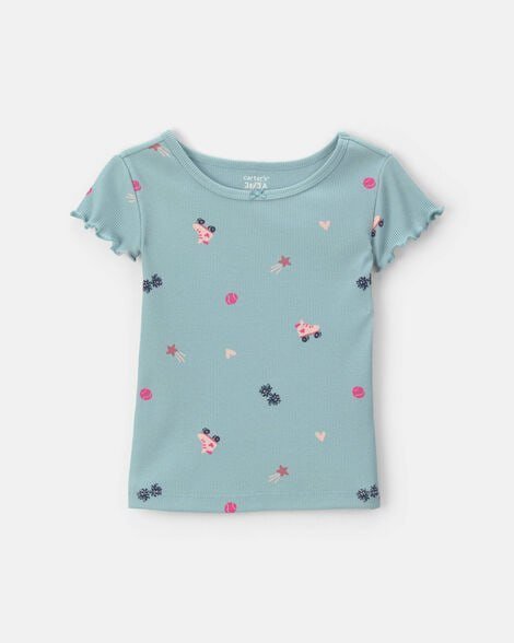 Toddler Girl Dog Rib Top - Pink