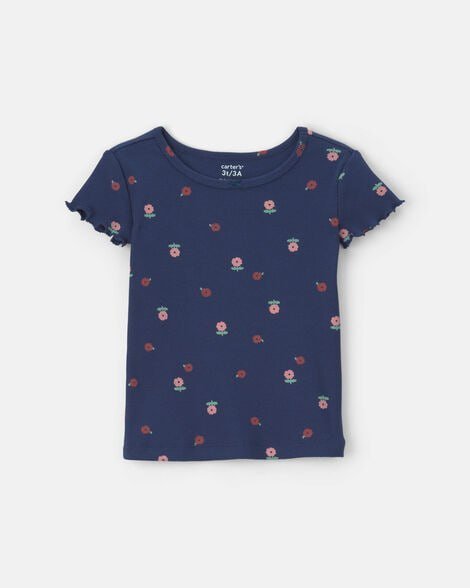 Toddler Girl Dog Rib Top - Pink