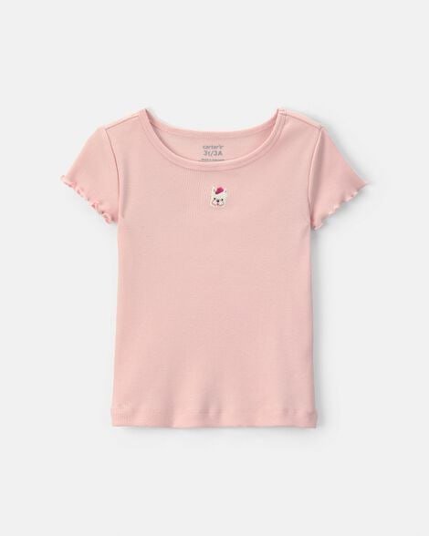 Toddler Girl Dog Rib Top - Pink
