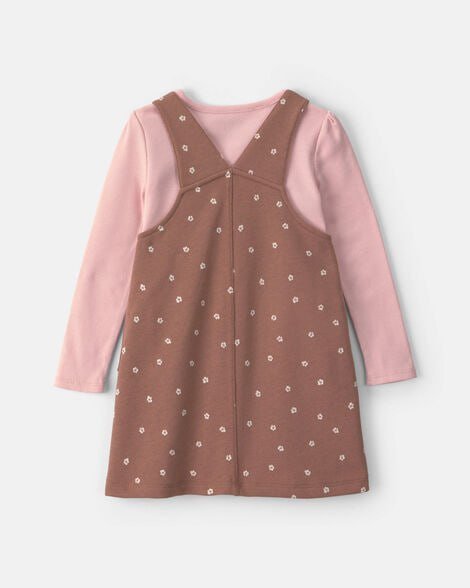 Toddler Girl Floral French Terry Long-Sleeve Dress Set - Pink/Brown