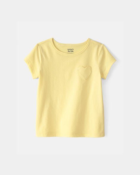 Toddler Girl Heart Pocket Top - Grey