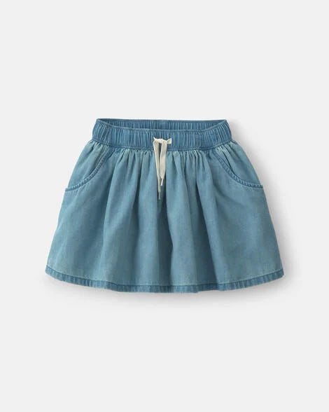Girls Plaid Cotton Skort - Navy Blue/Pink