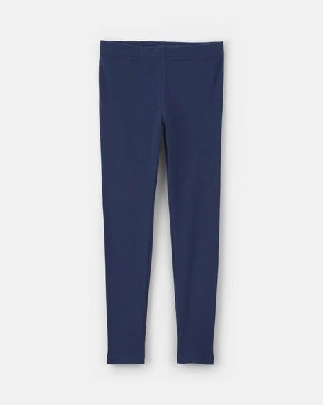 Girls Floral Pull-On Stretch Leggings - Navy Blue