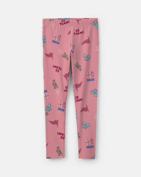 Girls Floral Pull-On Stretch Leggings - Navy Blue