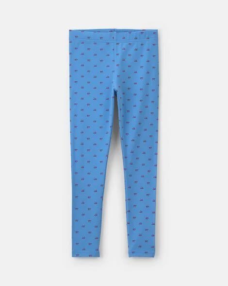 Girls Floral Pull-On Stretch Leggings - Navy Blue