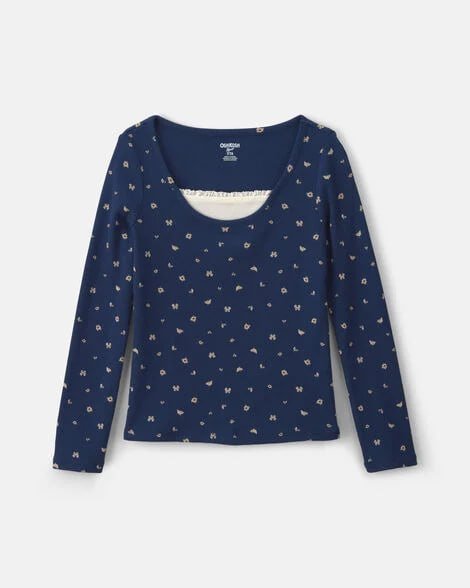 Girls Floral Long-Sleeve Top - Purple
