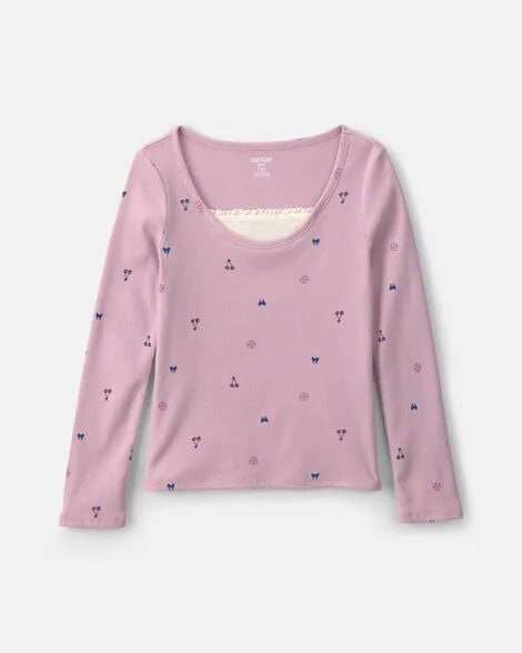 Girls Floral Long-Sleeve Top - Purple