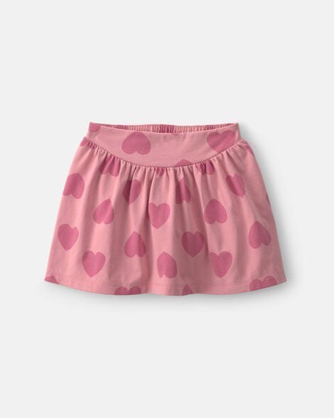 Girls Heart Cotton Skort - Pink