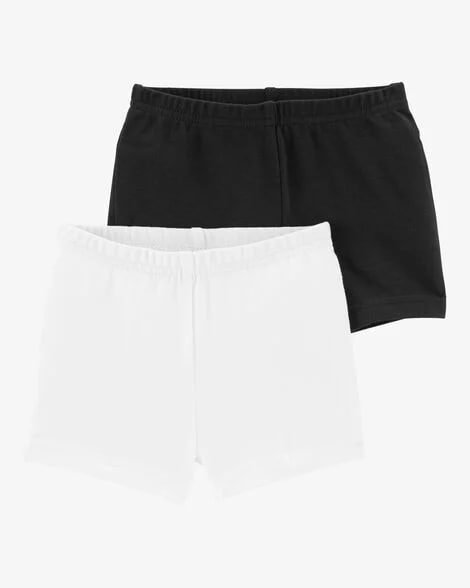 Girls 2-Pack Cartwheel Shorts - Black/White