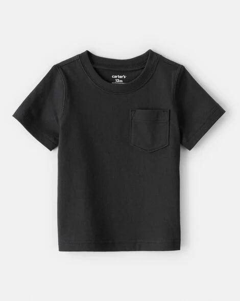 Baby Solid Short-Sleeve Pocket Tee - Black