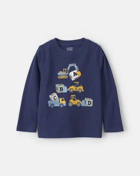 Toddler Boy Safari Animals Long-Sleeve Graphic Tee - Navy Blue
