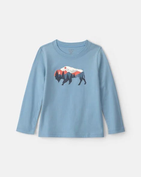 Toddler Boy Safari Animals Long-Sleeve Graphic Tee - Navy Blue