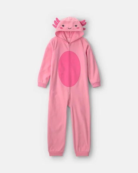 Girls 1-Piece Monster Halloween Fleece Pajama Costume - Coral