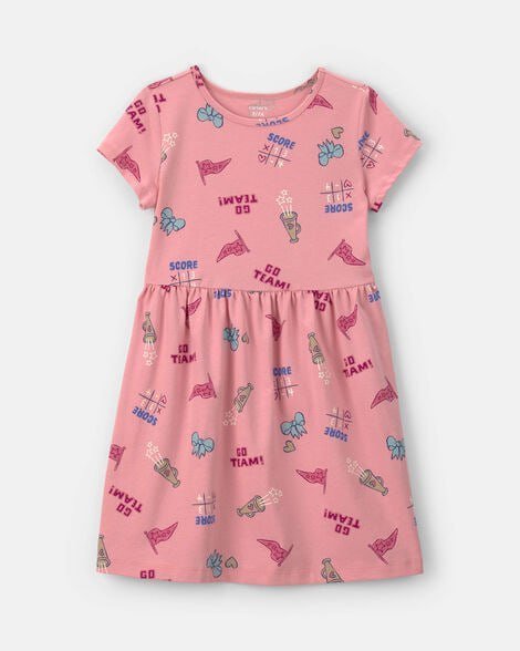 Girls School Spirit Short-Sleeve Dress - Pink
