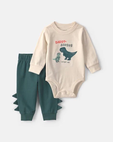 Baby Boy 2-Piece Car Long-Sleeve Bodysuit & Pant Set - Brown/Cream