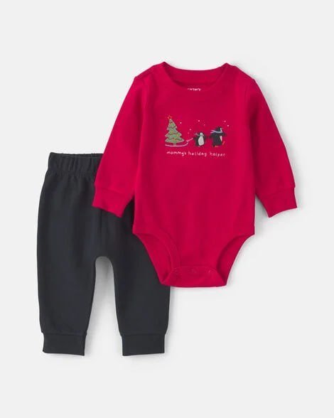 Baby Boy 2-Piece Car Long-Sleeve Bodysuit & Pant Set - Brown/Cream