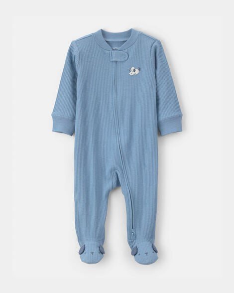 Baby Boy Sports 2-Way Zip Sleep & Play Pajamas - Ivory