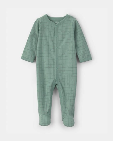 Baby Boy Sports 2-Way Zip Sleep & Play Pajamas - Ivory
