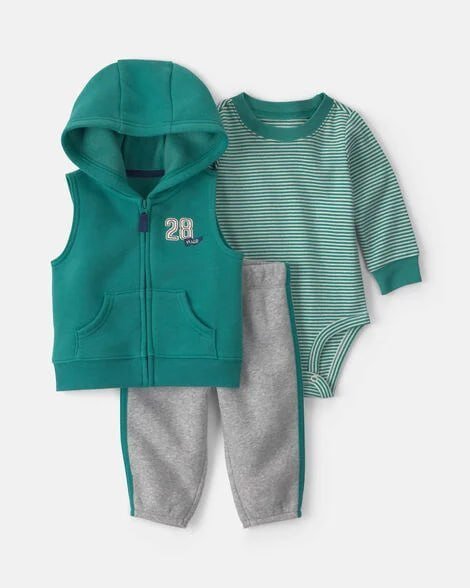 Baby Boy 3-Piece Corduroy Layering Set - Burgundy/Brown
