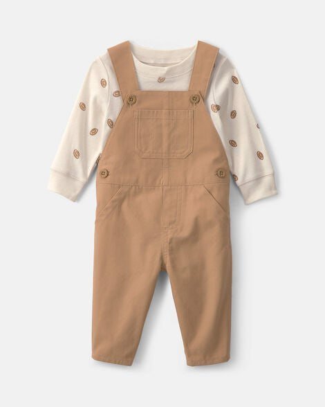 Baby Boy 2-Piece Dinosaur Long-Sleeve Overall Set - Olive Green