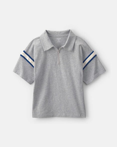 Boys Striped Polo Shirt - Burgundy/Blue/Cream