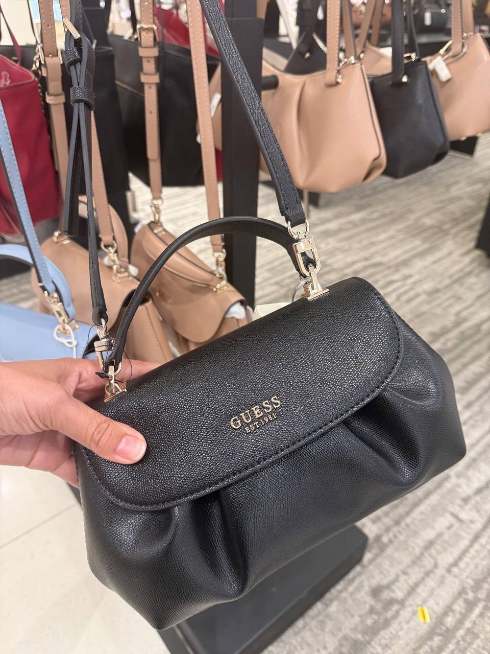 GUESS Amorette Top Handle Medium Flap Satchel Handbag