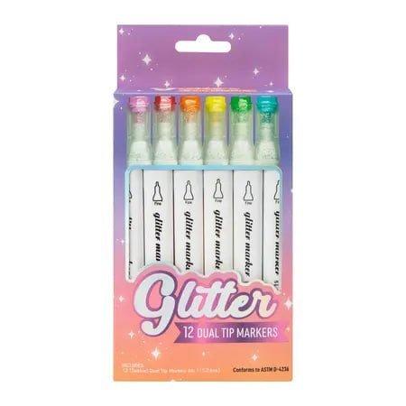 Glitter Dual Tip Markers 12-count