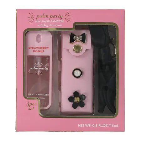 Palm Party Mini Hand Sanitizer With Key Chain Case Set 3-Pack