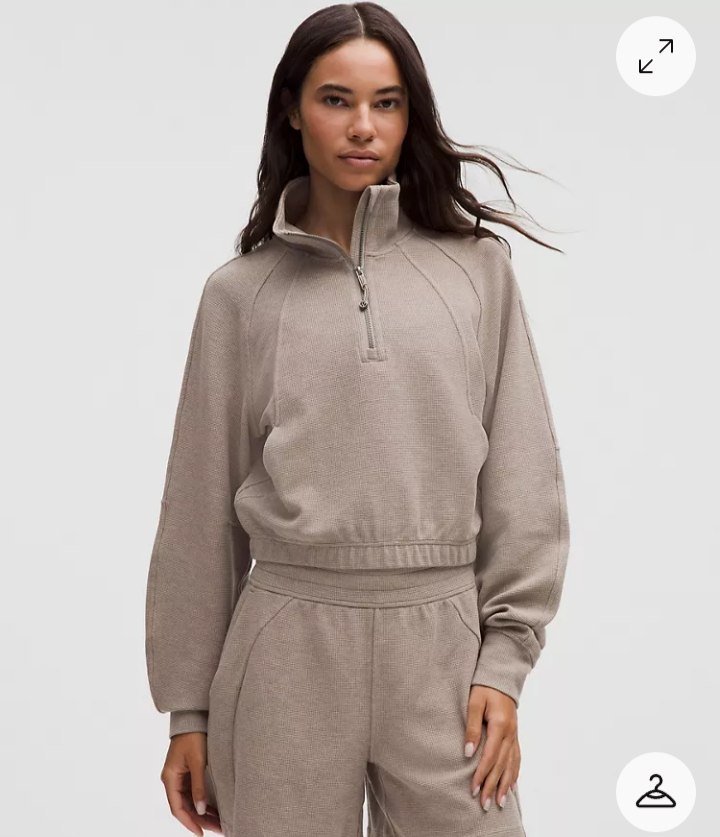 Scuba Cropped Funnel-Neck Half Zip Waffle