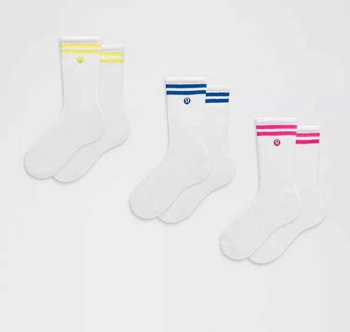 Unisex Daily Essential Crew Socks 3 Pack Stripe