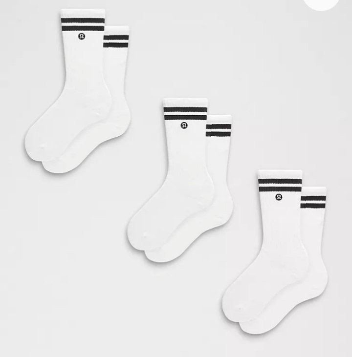 Unisex Daily Essential Crew Socks 3 Pack Stripe