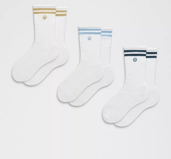 Unisex Daily Essential Crew Socks 3 Pack Stripe