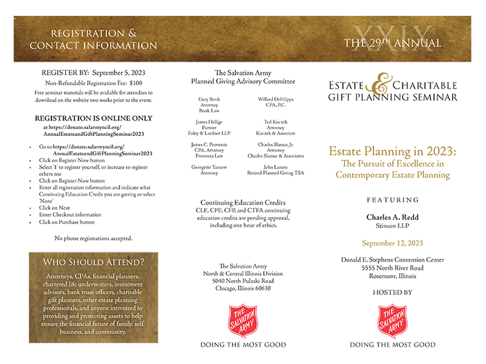 29th Annual Estate & Charitable Gift Planning Seminar North & Central Illinois Division