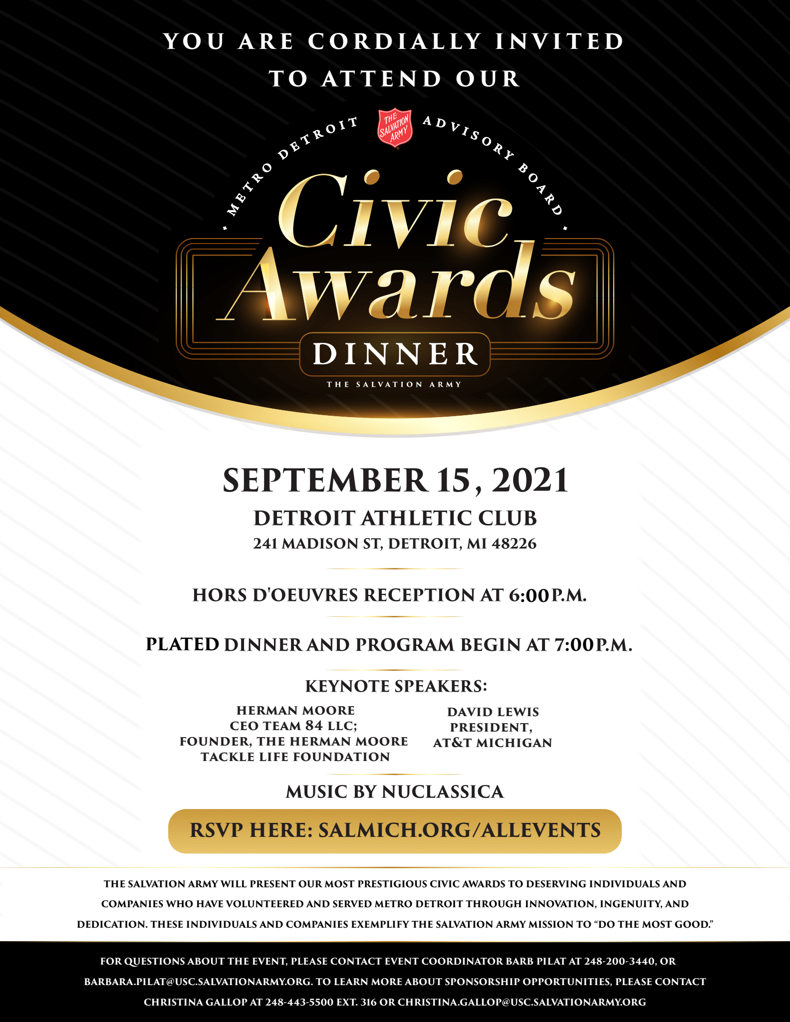 The Salvation Army Metro Detroit Advisory Board Civic Awards Dinner Sponsored by Dr. Kurt and Polly Tech Image