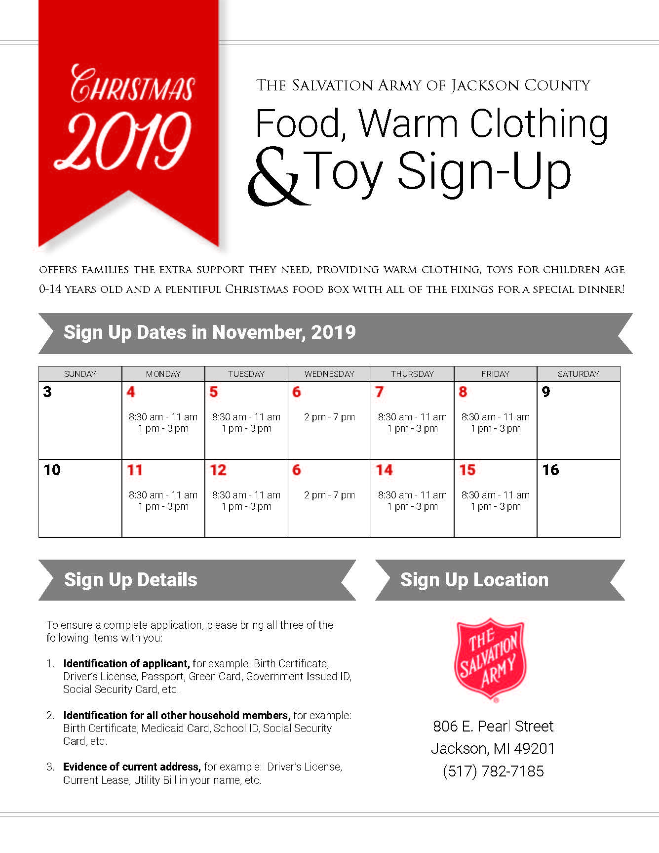 Food, Warm Clothing & Toy Sign-up Image