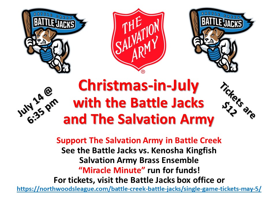 Celebrate Christmas In July with some Baseball Battle Creek Salvation