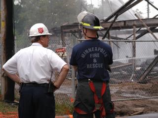 Salvation Army officer with firefighter
