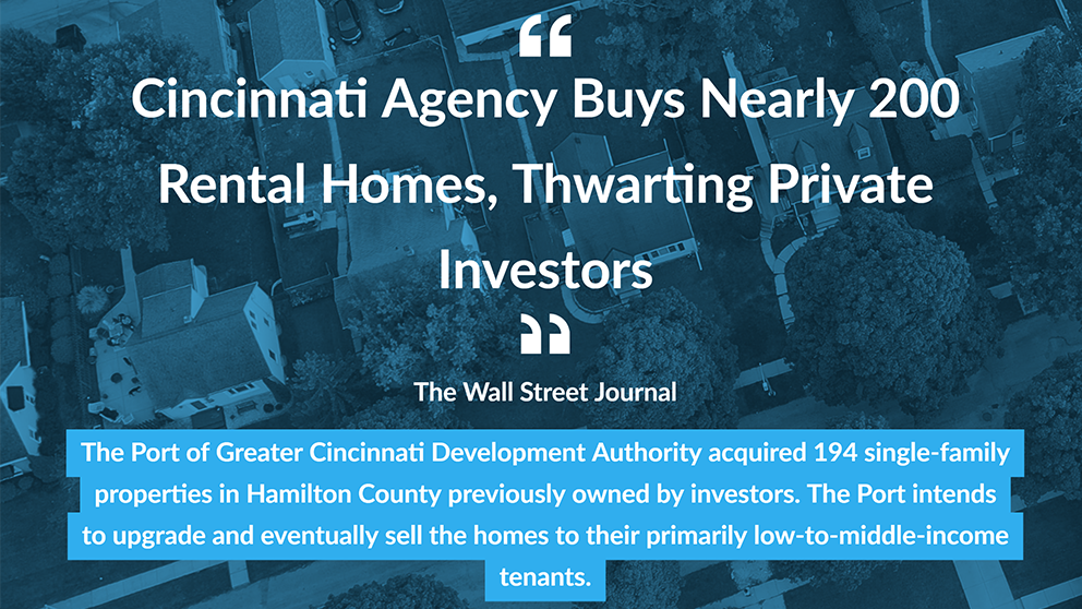 WSJ Quote - General - web Headline: Cincinnati Agency Buys Nearly 200 Rental Homes Thwarting Private Investors - Wall Street Journal