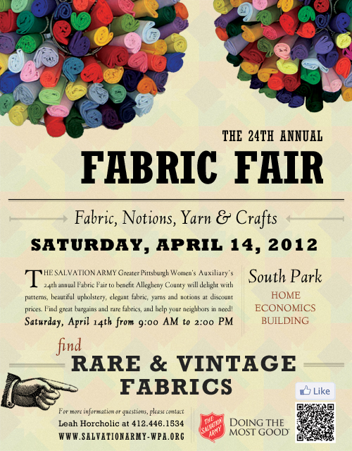 Western Pennsylvania Division Items Needed for the 24th Annual Salvation Army Fabric Fair