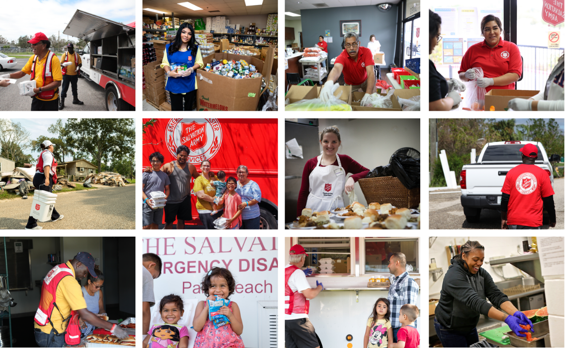 Salvation Army humanitarian relief image collage