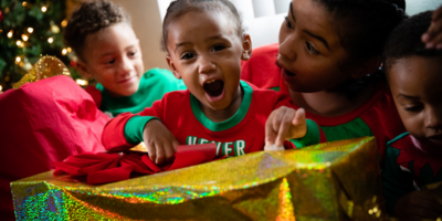 A child receiving a gift