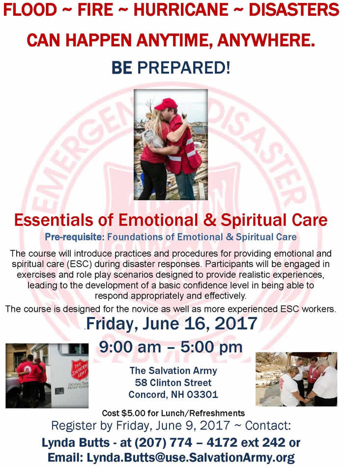 The course will introduce practices and procedures for providing emotional and spiritual care (ESC) during disaster responses
