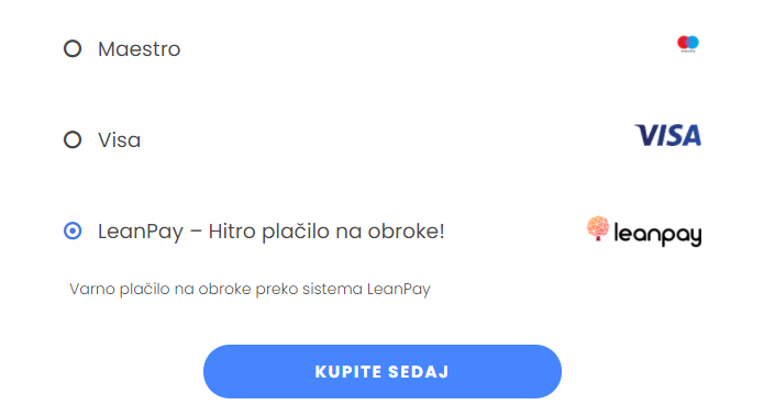 Izbira načina plačila