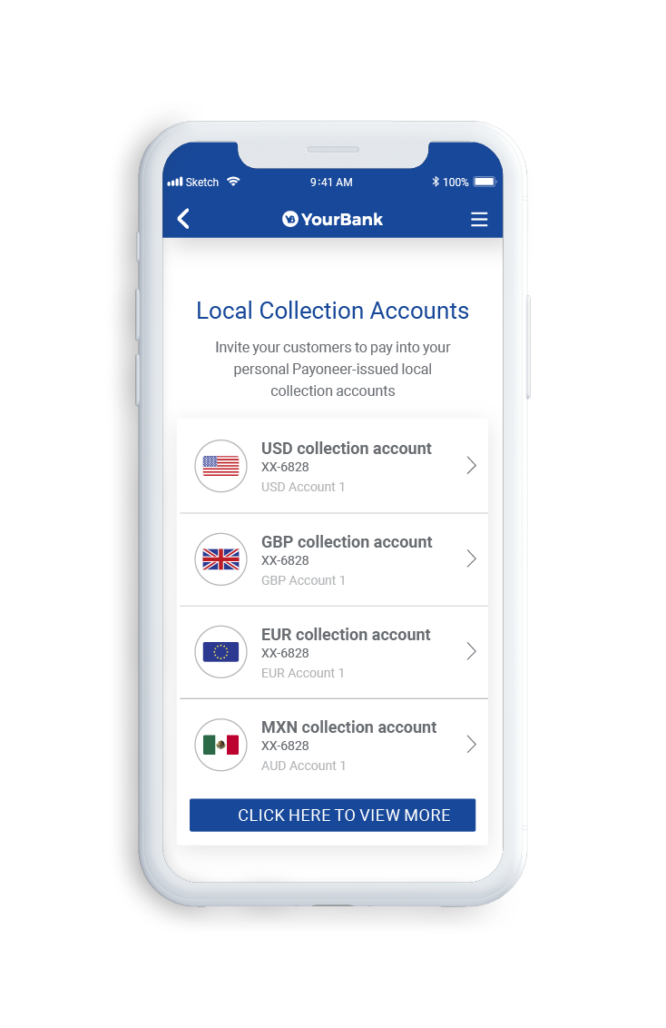 Receiving Accounts 5. Collect crossborder payments and deposit funds