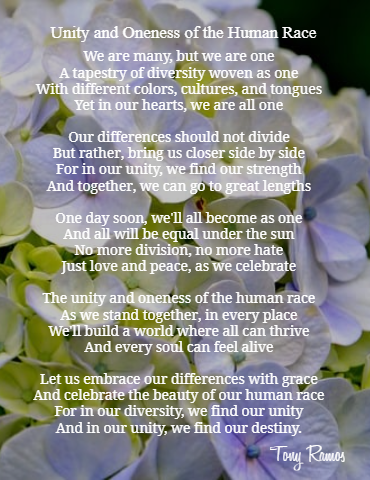 Unity and Oneness of the Human Race poem | Youzign