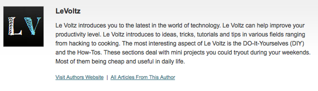 Levoltz author information for wordpress